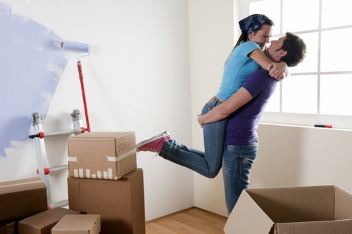 Boxes and furniture stored safely for a home move